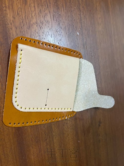 经典日式短夹付零钱袋制作教程｜融本皮革 第7步