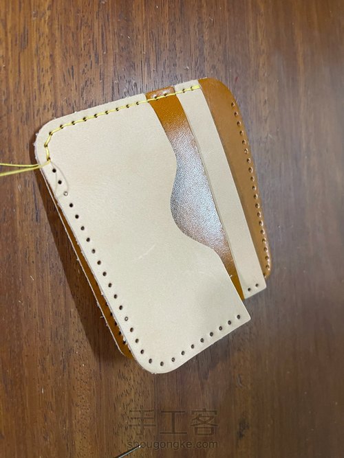 经典日式短夹付零钱袋制作教程｜融本皮革 第9步