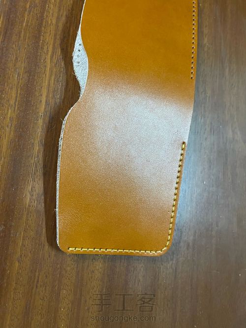 经典日式短夹付零钱袋制作教程｜融本皮革 第14步