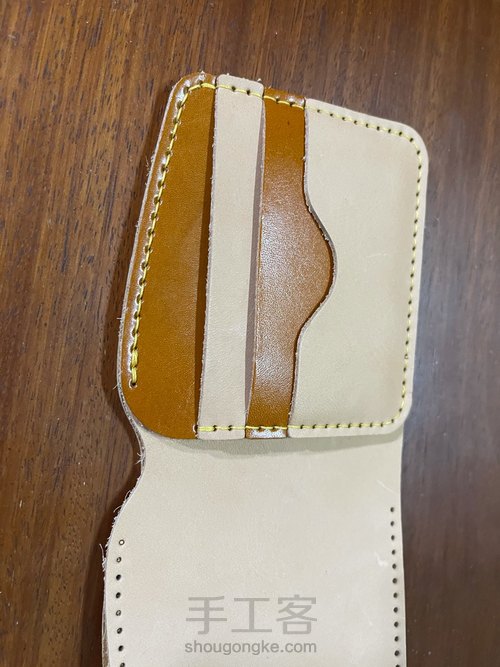 经典日式短夹付零钱袋制作教程｜融本皮革 第15步