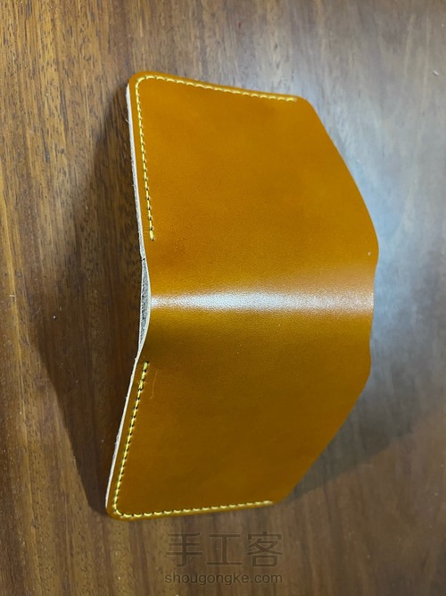 经典日式短夹付零钱袋制作教程｜融本皮革 第18步