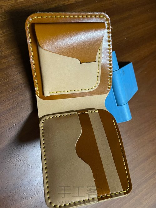 经典日式短夹付零钱袋制作教程｜融本皮革 第19步