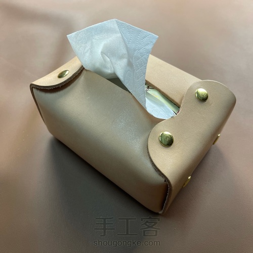牛皮手工纸巾抽纸盒｜融本皮革 第3步