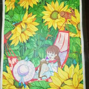 插画马克笔向日葵