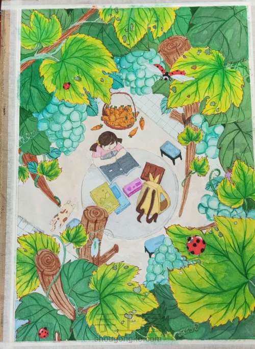 《童年的夏天》板绘 转马克笔水彩彩铅画 第12步