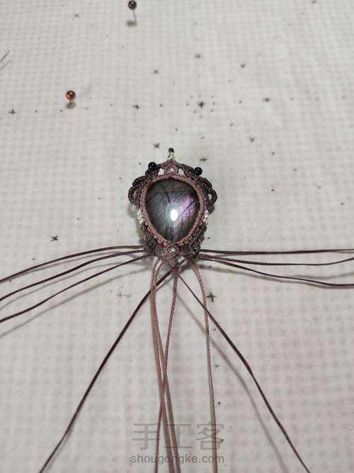 【111 项链】紫拉花边水滴项链 第15步