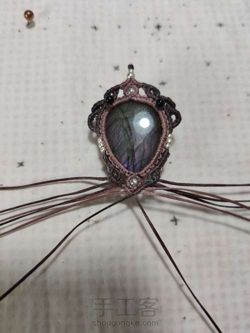 【111 项链】紫拉花边水滴项链 第16步