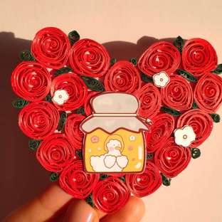 衍纸教程♥心型 圆形玫瑰♥