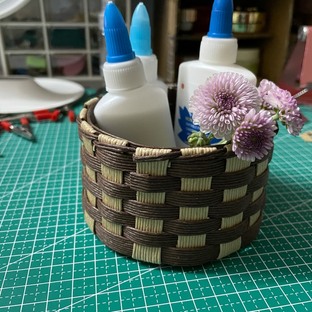 纸藤编织收纳圆筐