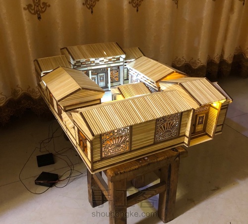 一次性筷子传统四合院 第1步