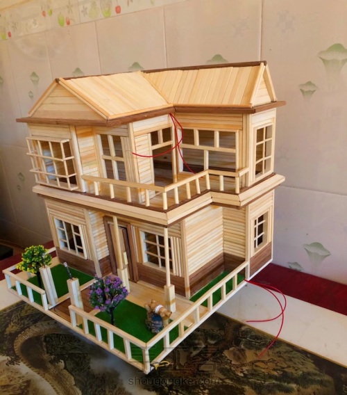 一次性筷子现代别墅模型