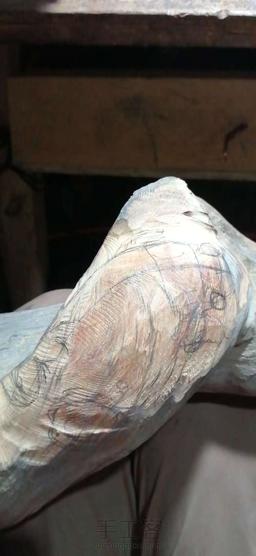 太行崖柏金蟾制作这个有点难度对于新手 第2步