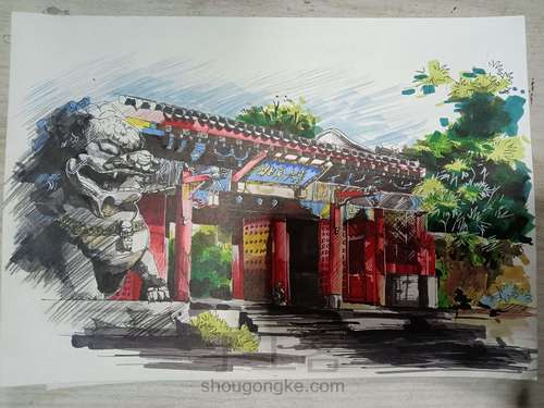 马克笔 建筑绘画 第3步