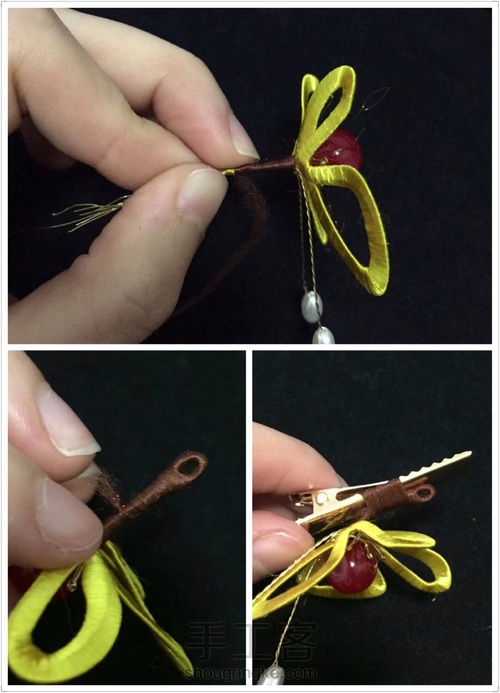 小蝴蝶缠花发卡 第7步