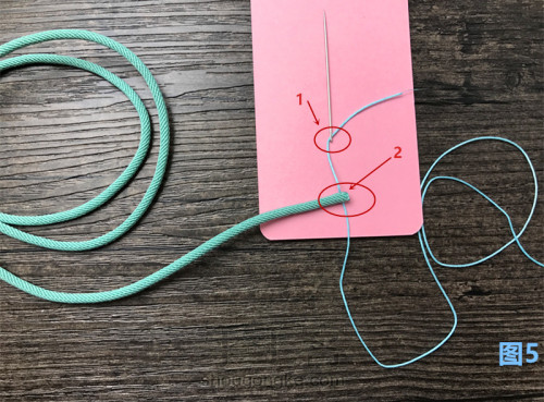 今天用C7项链绳材料包教大家粗细线连接，超结实哦 第5步