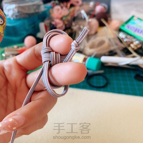 松紧带中国结发绳 发圈 第9步