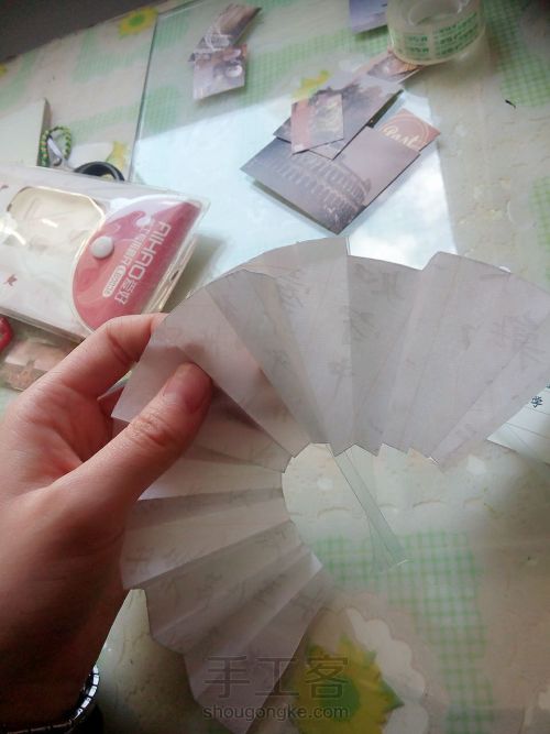 【玫瑰手作】娃用纸扇制作教程 第20步