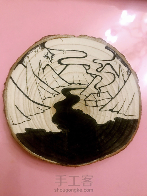 杉木板画山间小屋----木板画 不是木版画。。。 第4步