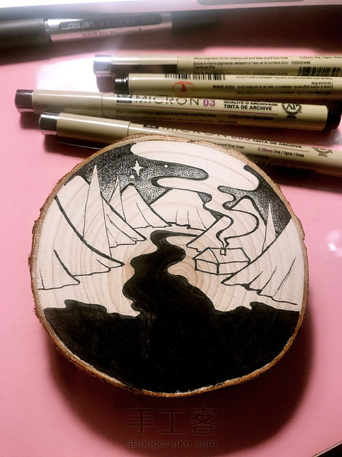 杉木板画山间小屋----木板画 不是木版画。。。 第5步