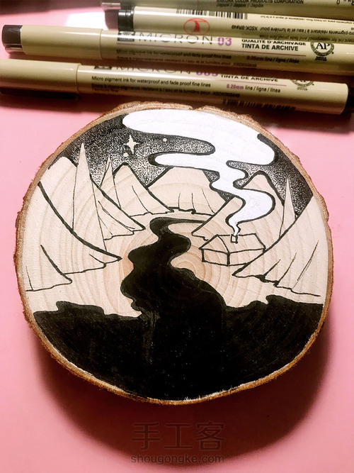 杉木板画山间小屋----木板画 不是木版画。。。 第6步