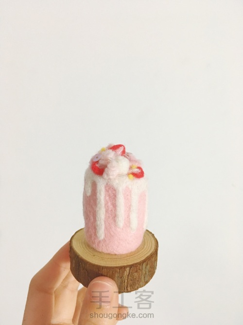 【羊毛毡教程】奶油草莓蛋糕 第14步