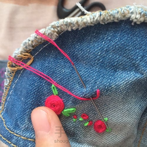 玫瑰花刺绣 第3步