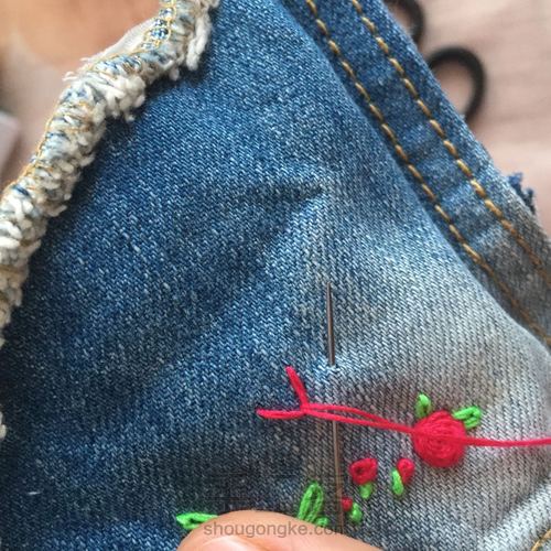 玫瑰花刺绣 第4步