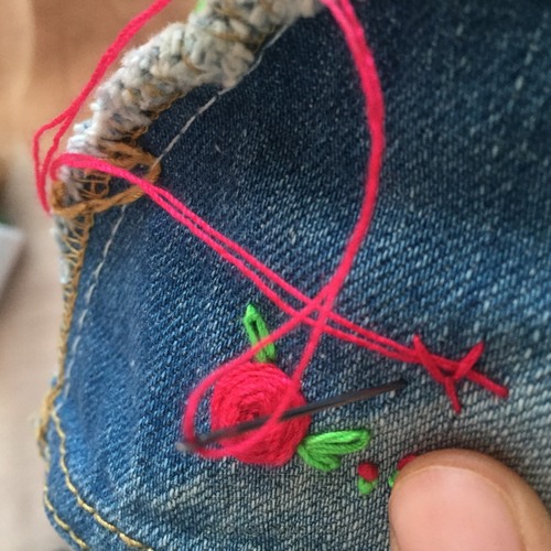 玫瑰花刺绣 第6步