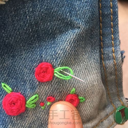 玫瑰花刺绣 第13步