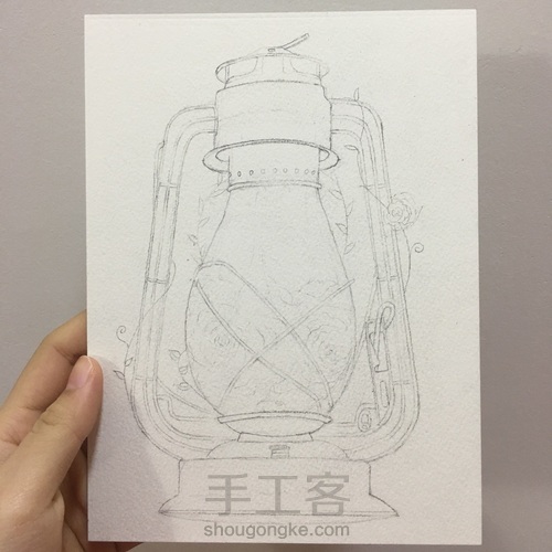 水彩复古油灯 第1步