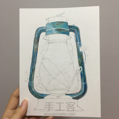 水彩复古油灯 第2步