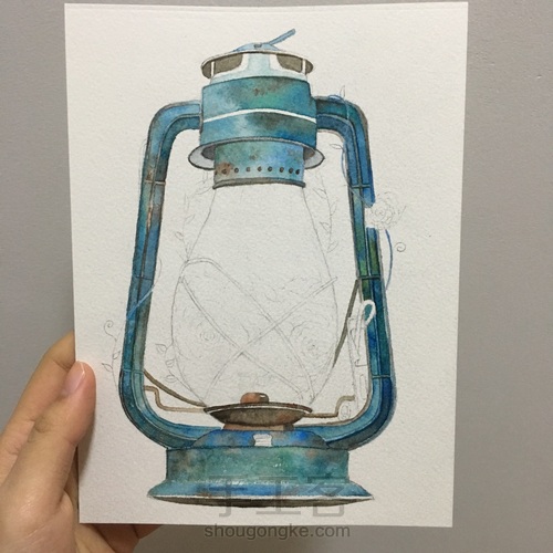 水彩复古油灯 第4步