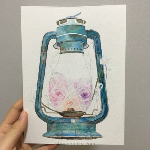 水彩复古油灯 第5步