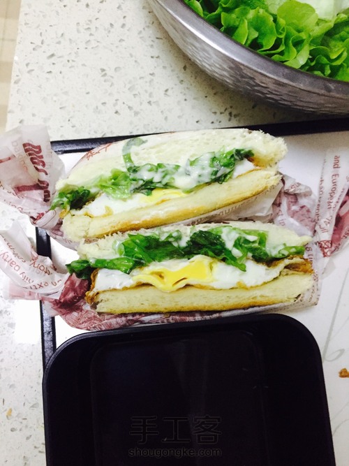 培根黄瓜卷+蔬菜沙拉鸡蛋三明治 第9步