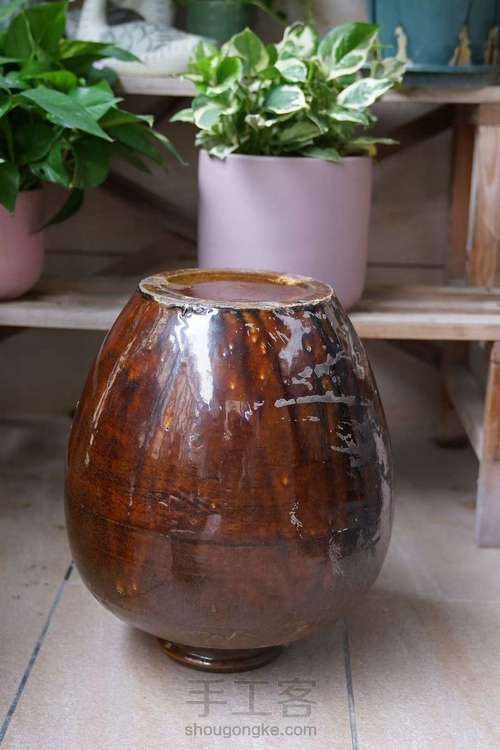 【原创】咸菜瓮改成阳台小桌 第2步