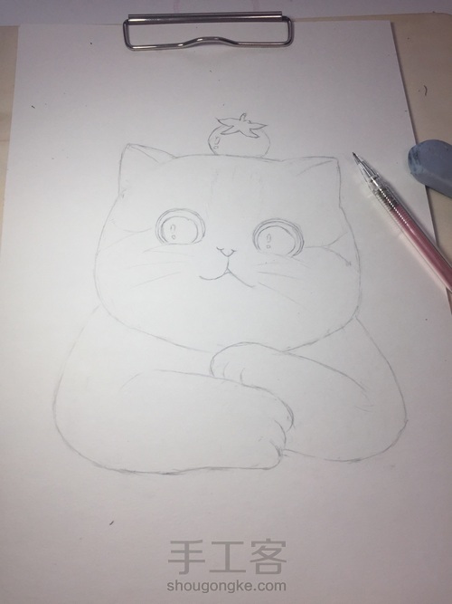 一只蠢萌猫(彩铅 手绘 临摹) 第1步