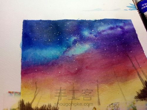 水彩·星空 第10步