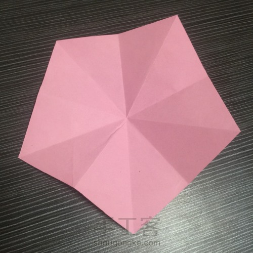 （纸花系列五十四）一款五瓣花的折法 第10步