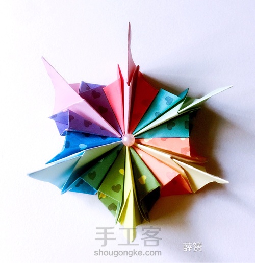 (纸花系列六十九)一款纸花折法 第11步