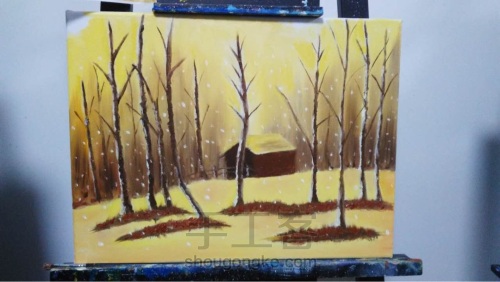 油画-黄昏的雪景 第4步