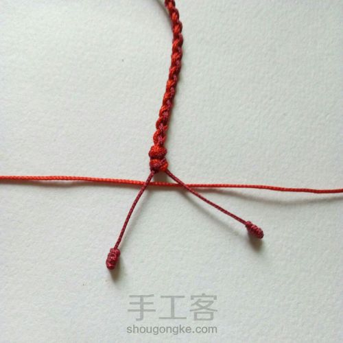 [红铃]红绳编织手链 文艺复古 第11步