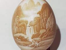 蛋雕（山水画）雕刻过程