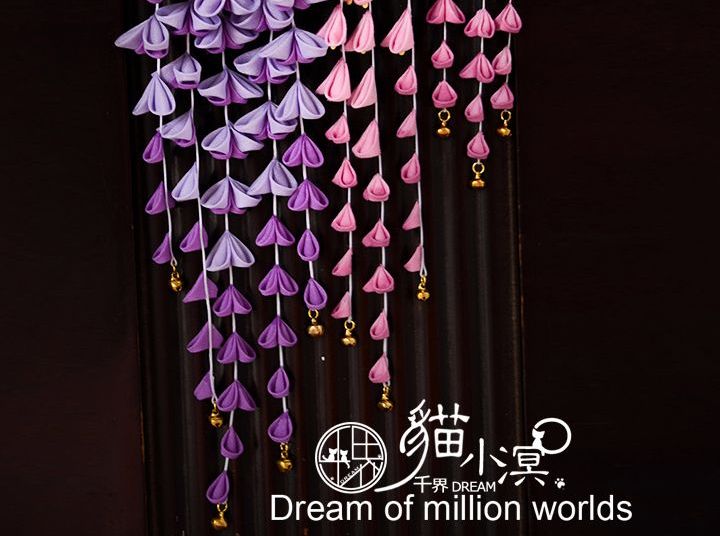 日式和风细工花簪双层紫藤的制作教程