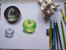 上次的课我们学习了素描苹果，有不少同学已经跟着画起来了，效果还是挺不错的。