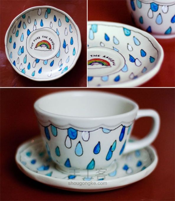 陶瓷杯手绘图案简单图片