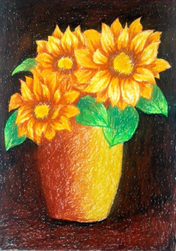 向日葵—油画棒教程