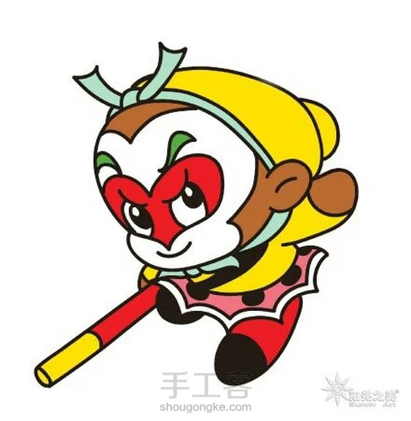 q版孙悟空简笔画,萌萌的猴子(转载)