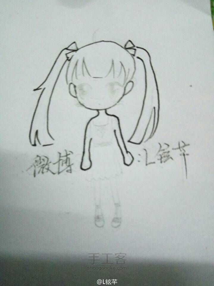 思考疑惑小女孩簡筆畫 第2步