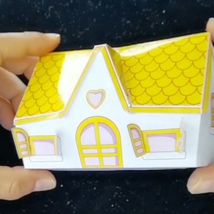 纸宝可爱小房子1制作过程亲子手工3d立体纸模型原创设计
