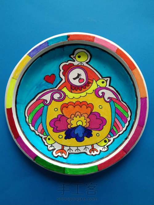 手绘挂盘__鸡妈妈